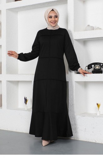 2050Mg Couture Robe Détaillée Noir 9112
