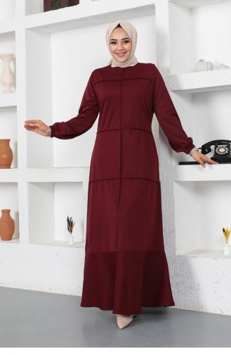 2050Mg Couture Robe Détaillée Rouge Claret 9115