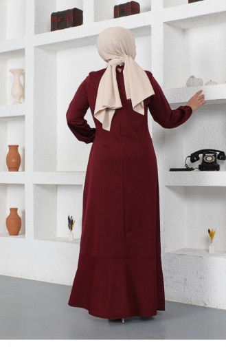 2050Mg Couture Robe Détaillée Rouge Claret 9115