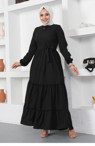 0292Sgs Robe Avec Patte De Boutonnage Et Col En Dentelle Noir 9134