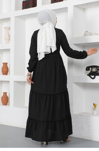 0292Sgs Kleid Mit Spitzenkragen Und Knopfleiste Schwarz 9134