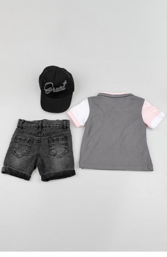 2521Tt Boy`s Hat Set Anthracite 9153