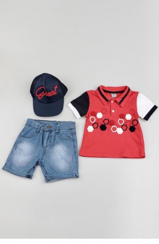 2521Tt Boy`s Hat Suit Red 9154