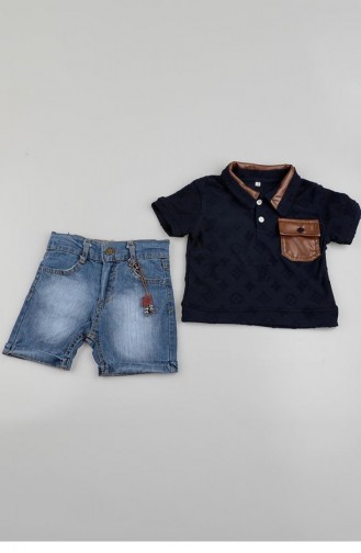 2517Tt Boy`s Leather Pocket Suit Navy Blue 9161