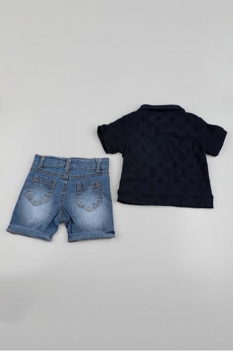 2517Tt Boy`s Leather Pocket Suit Navy Blue 9161