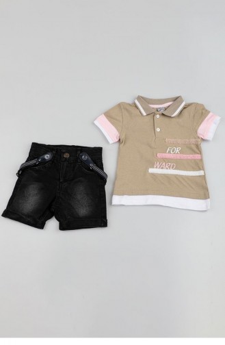 2515Tt Boy`s Suspender Trousers Mink Suit 9167