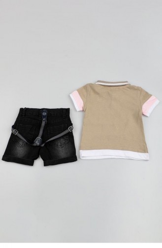 2515Tt Boy`s Suspender Trousers Mink Suit 9167