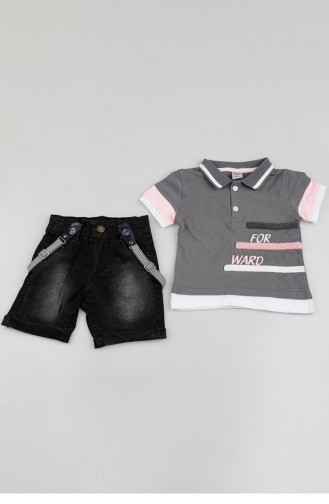 2515Tt Boy`s Suspender Trousers Suit Anthracite 9169