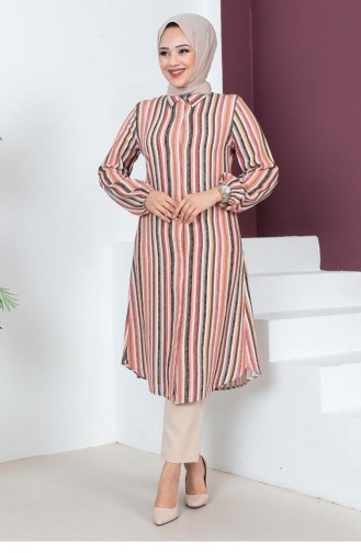 0162Sgs Streifenbedruckte Tunika Orange 9206