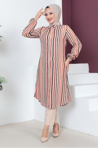 0162Sgs Streifenbedruckte Tunika Orange 9206