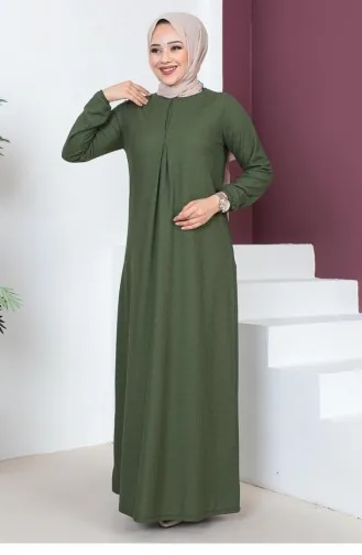 1827CVN Ein Plissiertes Modellkleid In Dunklem Khaki 9211
