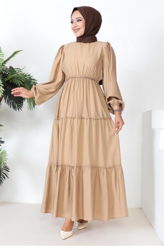 0295Sgs Elastic Waist Hijab Dress Mink 9236
