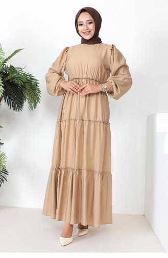 0295Sgs Robe Hijab Taille Élastique Vison 9236