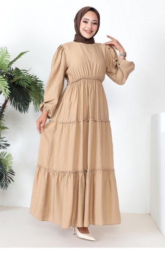 0295Sgs Robe Hijab Taille Élastique Vison 9236