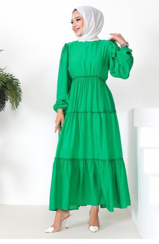 0295Sgs Hijabjurk Met Elastische Taille Groen 9238