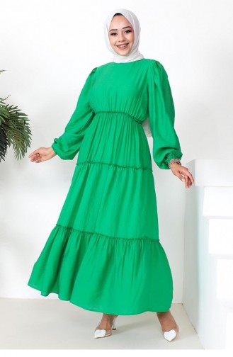 0295Sgs Hijabjurk Met Elastische Taille Groen 9238