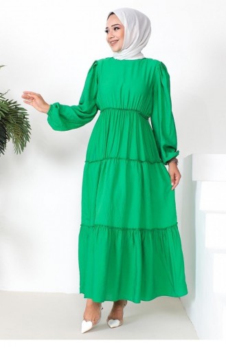 0295Sgs Hijab-Kleid Mit Elastischer Taille Grün 9238