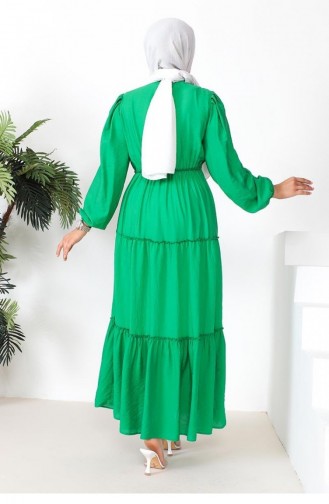 0295Sgs Hijabjurk Met Elastische Taille Groen 9238