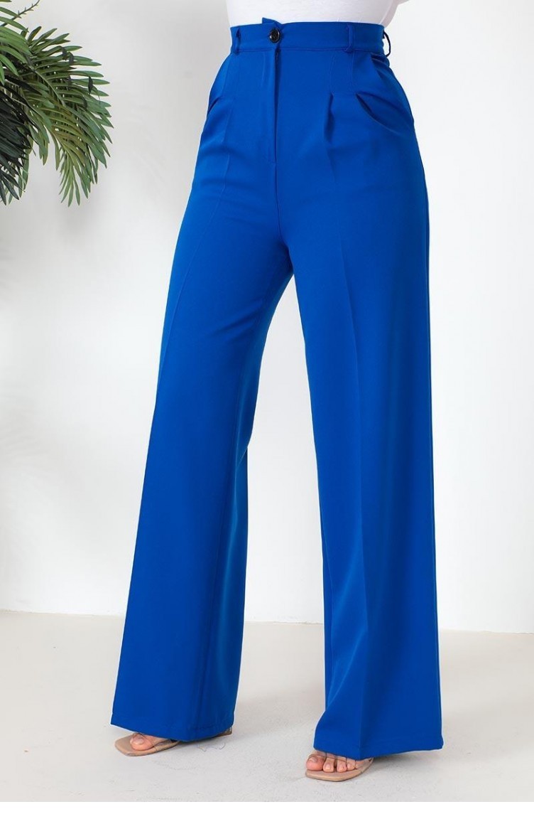 6156Nrs Pantalon Palazzo Saks Bleu 9258 Sefamerve
