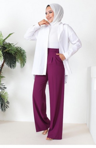 6156Nrs Palazzo Trousers Plum 9275