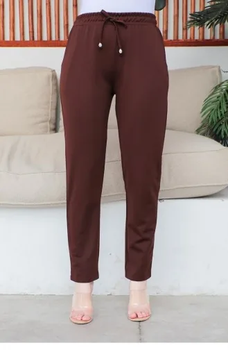 2053Mg Lace-Up Women`s Trousers Brown 9277
