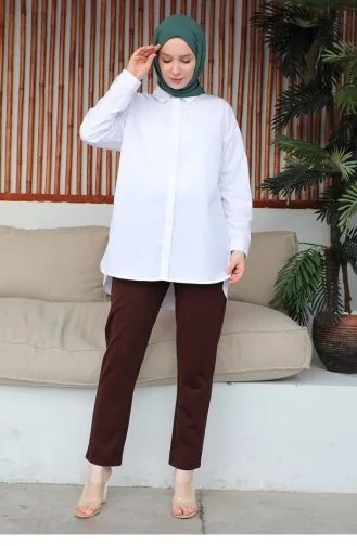 2053Mg Lace-Up Women`s Trousers Brown 9277
