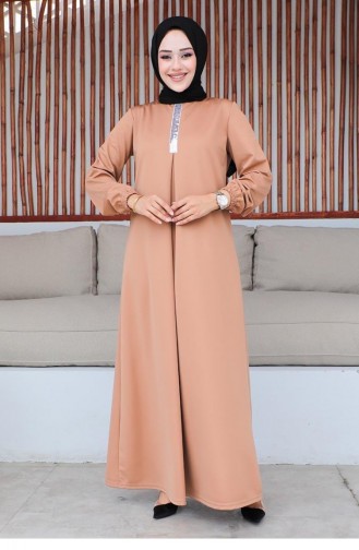 2060Mg فستان حجاب مطرز بالترتر تان 9294