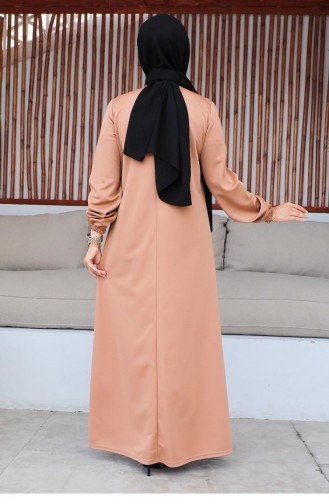 2060Mg Robe Hijab À Paillettes Tan 9294