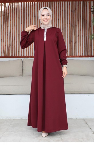 2060Mg Robe Hijab À Paillettes Rouge Claret 9295