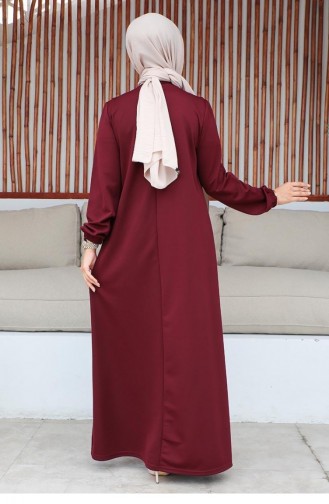 2060Mg Robe Hijab À Paillettes Rouge Claret 9295
