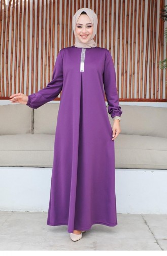 2060Mg Sequined Hijab Dress Purple 9296