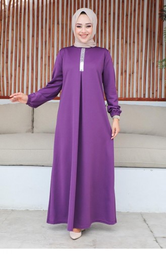 2060Mg Pailletten-Hijab-Kleid Lila 9296