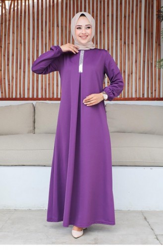2060Mg Sequined Hijab Dress Purple 9296