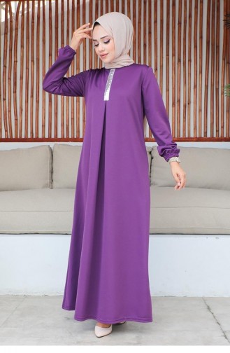 2060Mg فستان حجاب مطرز باللون الأرجواني 9296