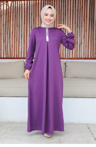 2060Mg Pailletten-Hijab-Kleid Lila 9296
