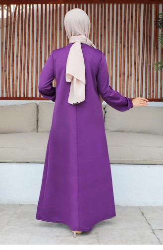 2060Mg فستان حجاب مطرز باللون الأرجواني 9296