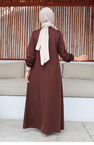 2060Mg Sequined Hijab Dress Brown 9297
