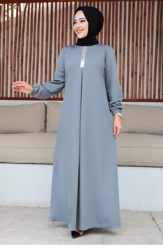 Robe Hijab À Paillettes 2060Mg Gris 9298