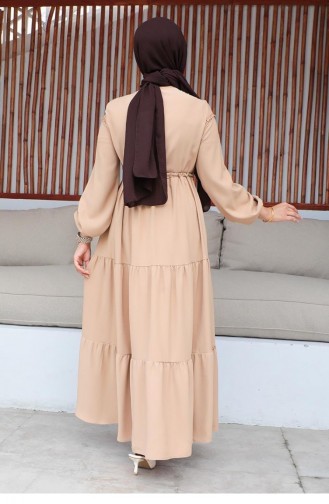 10068Sgs Stickerei Detailliertes Hijab-Kleid Nerz 9309