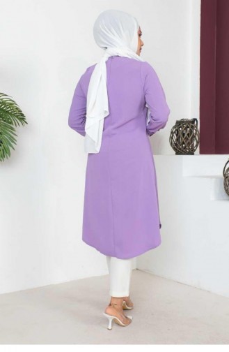 0163Sgs Button Detailed Hijab Tunic Lilac 9312