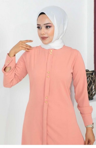 Tunique Hijab Détaillée Avec Boutons 0163Sgs Poudre 9315