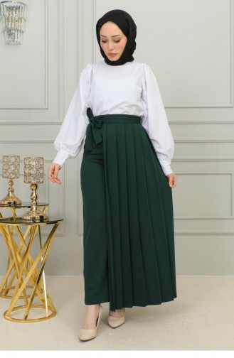 2070Mg Pleated Trousers Skirt Emerald Green 9850