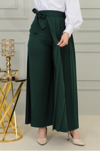 2070Mg Pleated Trousers Skirt Emerald Green 9850