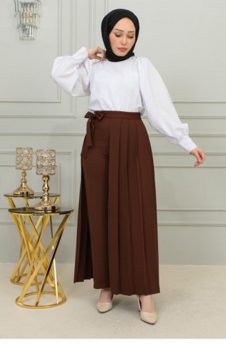 2070Mg Pleated Trousers Skirt Brown 9853