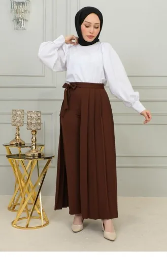 2070Mg Jupe Pantalon Plissée Marron 9853