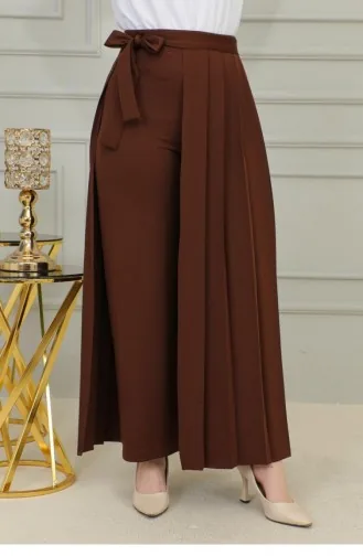 2070Mg Jupe Pantalon Plissée Marron 9853