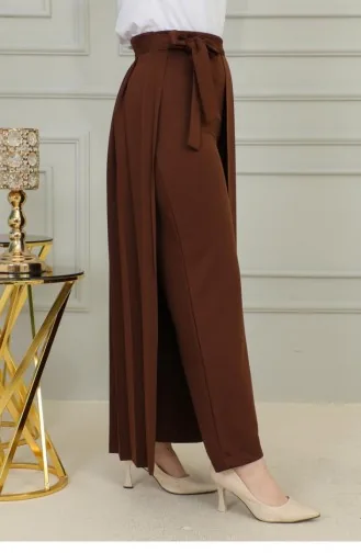 2070Mg Jupe Pantalon Plissée Marron 9853