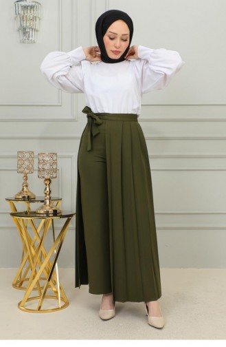 2070Mg Pleated Trousers Skirt Khaki 9854