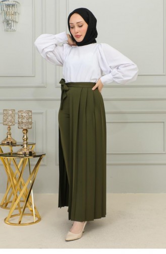 2070Mg Pleated Trousers Skirt Khaki 9854