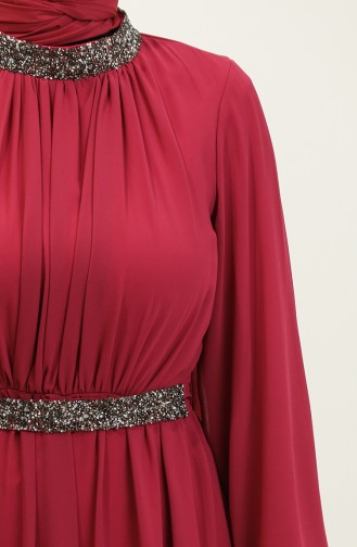 Robe De Soirée Plissée Lapidée 5339A-09 Fuchsia 5339A-09